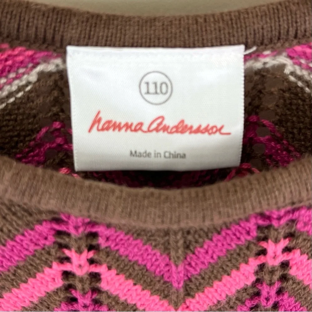 Hanna Andersson Knit Crochet Chevron Striped Dress 110 cm